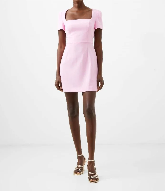 Act Fast Whisper Square Neck Short Sleeve Dress In Lilac Sachet