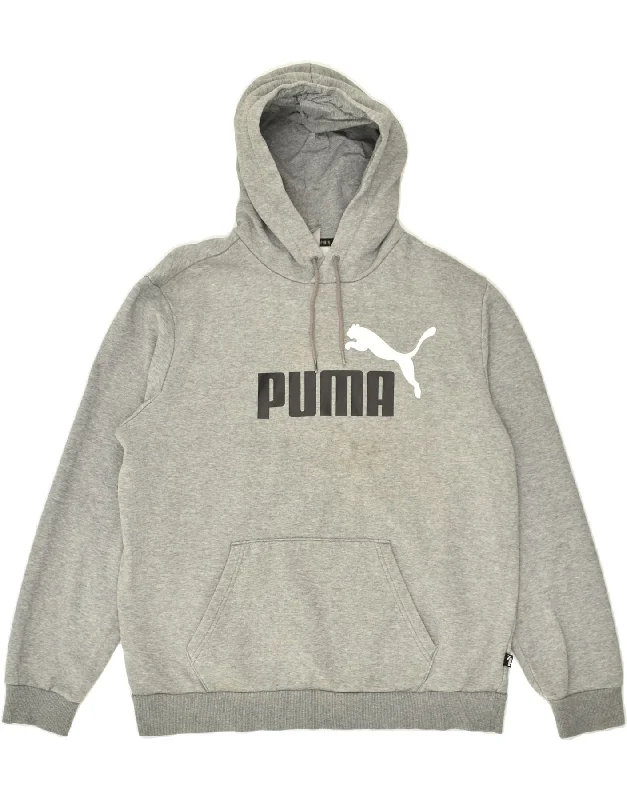 Flash Deals PUMA Womens Graphic Hoodie Jumper UK 16 Large Grey Cotton