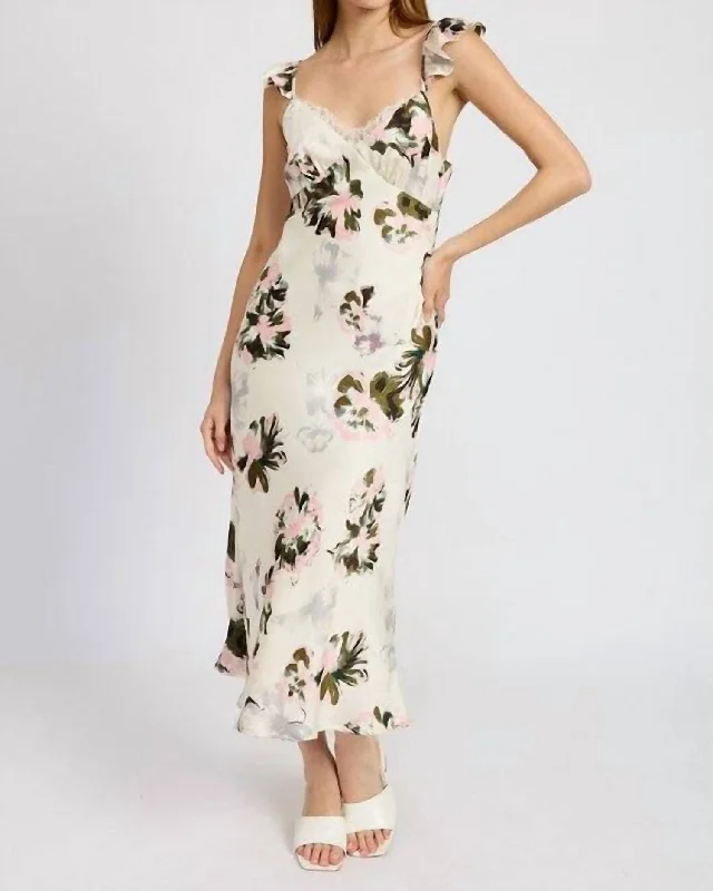 Sale Event Floral Lace Trim Midi Dress In Pink