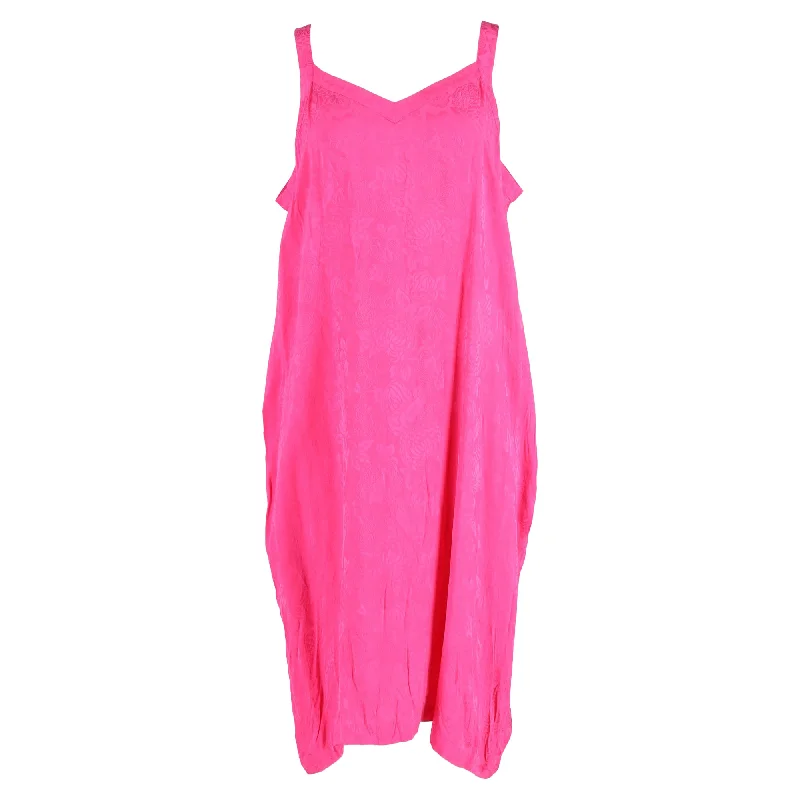 Friends and Family Sale Balenciaga Oversized Logo Floral Jacquard Midi Slip Dress in Pink Viscose