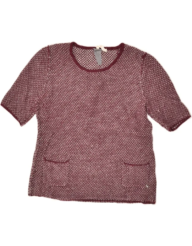 Don't Wait WHITE STUFF Womens Short Sleeve Crew Neck Jumper Sweater UK 12 Medium Red