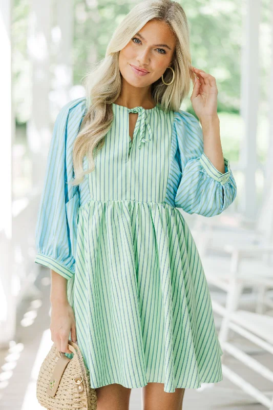 Anniversary Sale So Effortless Green Striped Dress