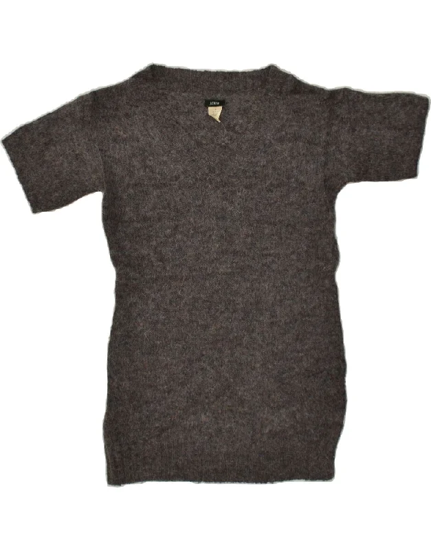 Incredible Offers J. CREW Womens Short Sleeve V-Neck Jumper Sweater UK 10 Small Grey Acrylic