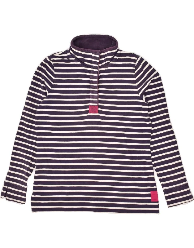 Mega Sale JOULES Womens Button Neck Sweatshirt Jumper UK 12 Medium  Purple Striped