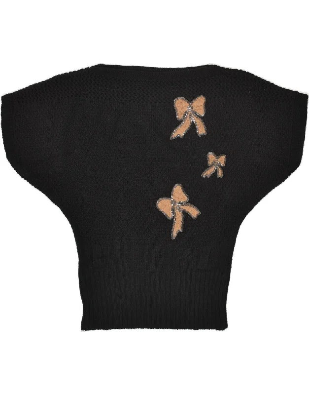 New Deals VINTAGE Womens Batwing Boat Neck Jumper Sweater UK 16 Large Black