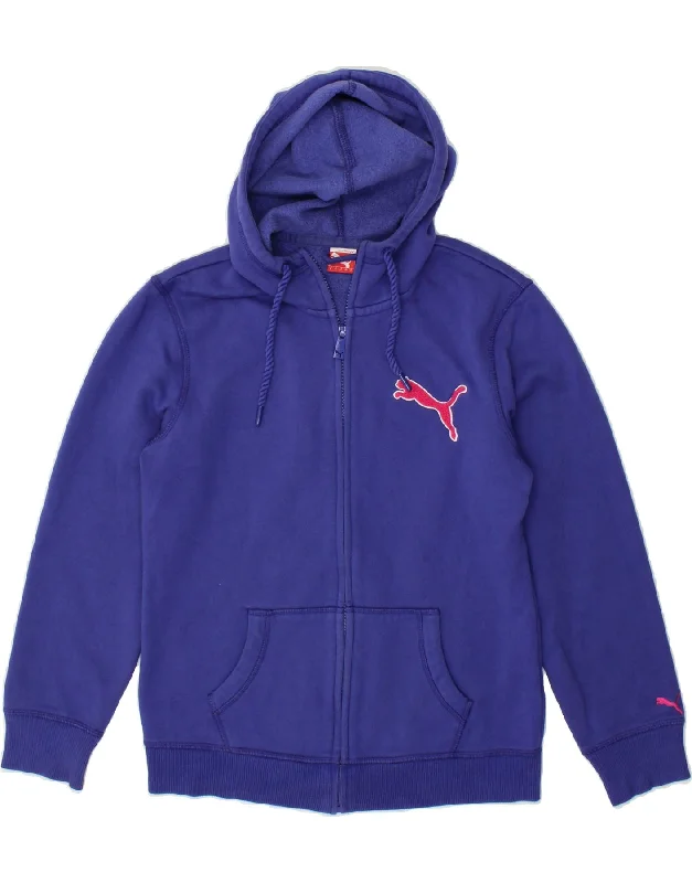 Bargain Prices PUMA Womens Zip Hoodie Sweater UK 10 Small  Navy Blue Cotton