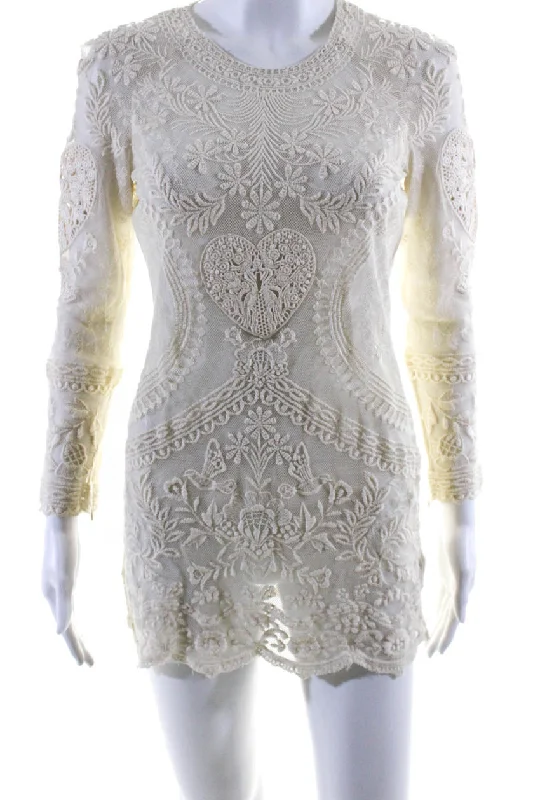 Sneak Peek Sale Isabel Marant Womens Embroidered Mini Dress White Cotton