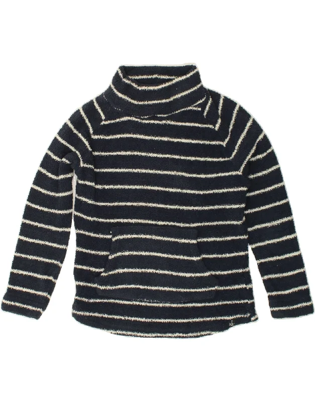 Can't Miss WEIRD FISH Womens Fleece Jumper UK 12 Medium  Navy Blue Striped Polyester