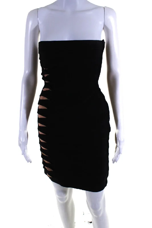 Online Specials Herve Leger Womens Strapless Bandage Body Con Dress Black Beige