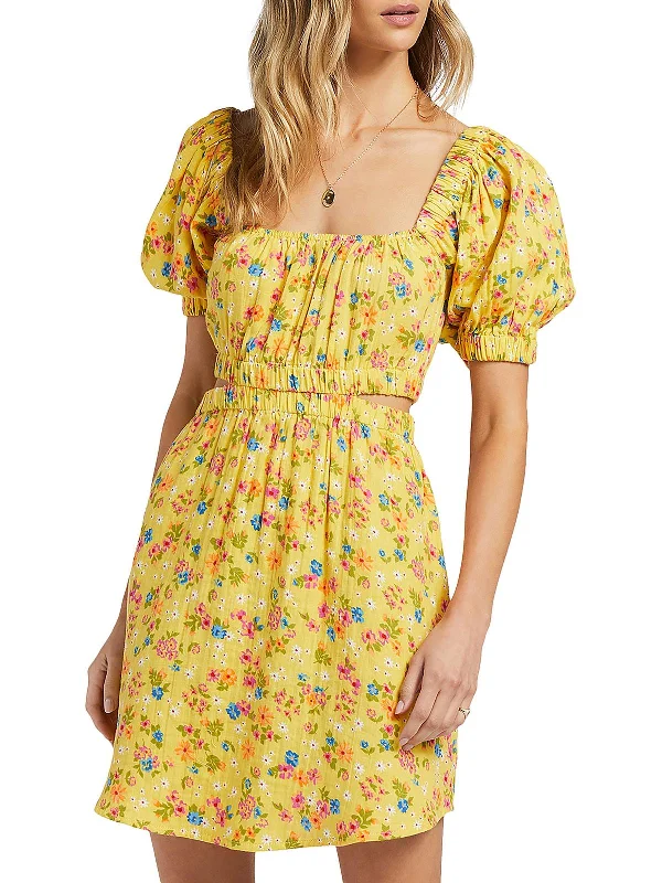 Bargain Blast Womens Floral Print Above Knee Mini Dress