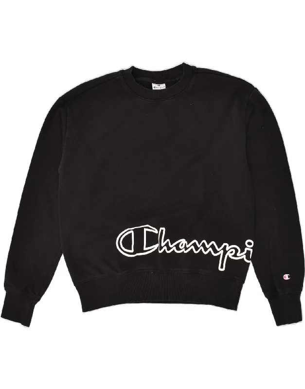 Special Promotion CHAMPION Womens Graphic Sweatshirt Jumper UK 14 Medium Black