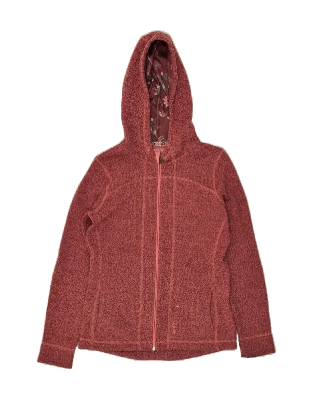 New Markdowns WEIRD FISH Womens Zip Hoodie Sweater UK 10 Small Maroon Polyester