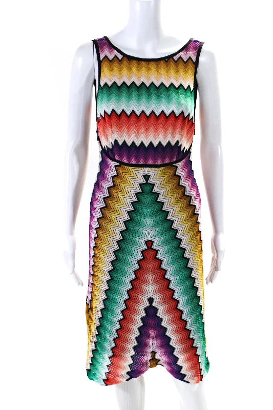 Sneak Peek Sale Missoni Orange Label Womens Chevron Stripes A Line Dress Multi Colored