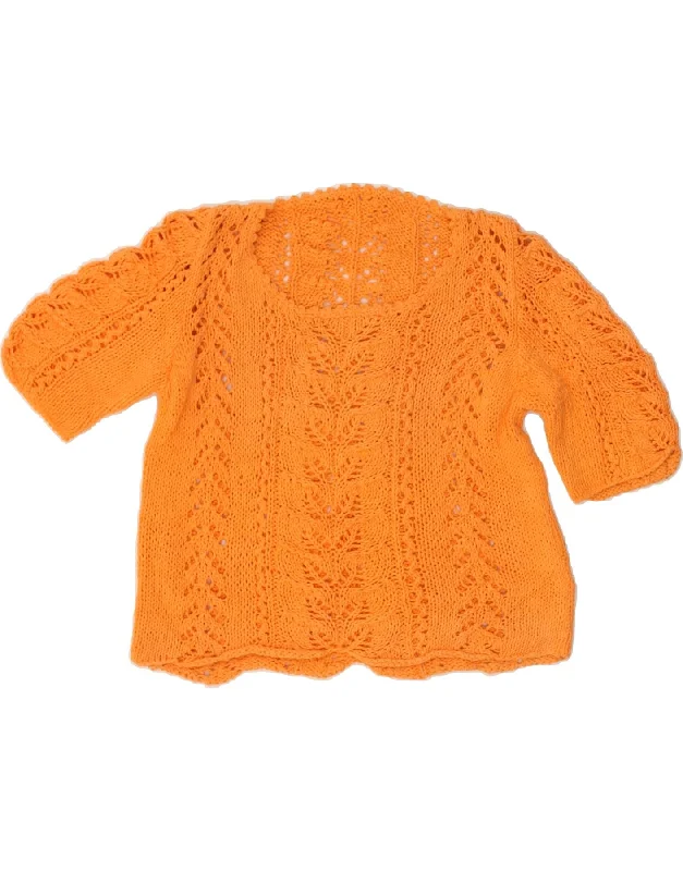 Exclusive Online Offer VINTAGE Womens Short Sleeve Boat Neck Jumper Sweater UK 8 Small Yellow