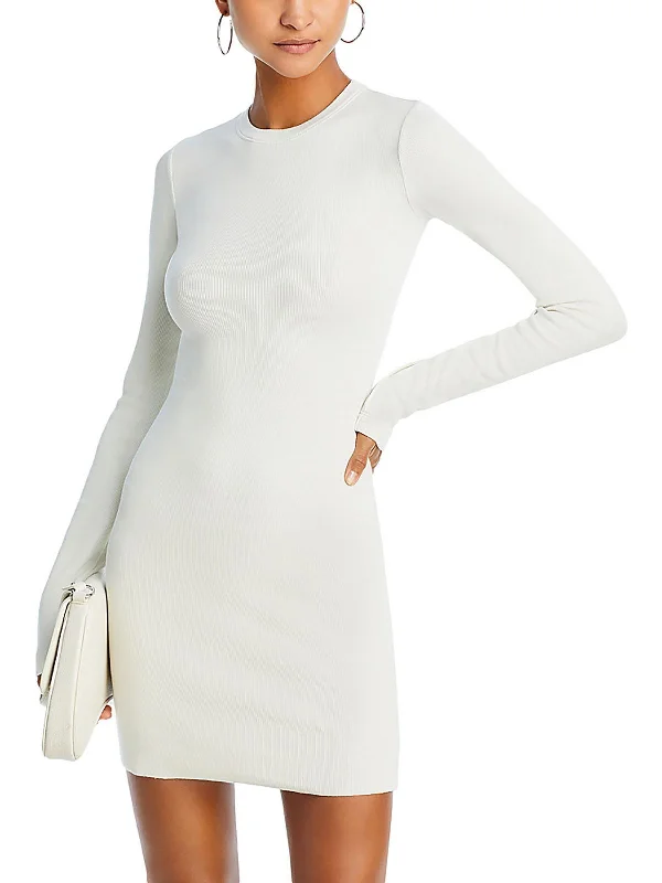 Midnight Madness Womens Ribbed Crewneck Mini Dress