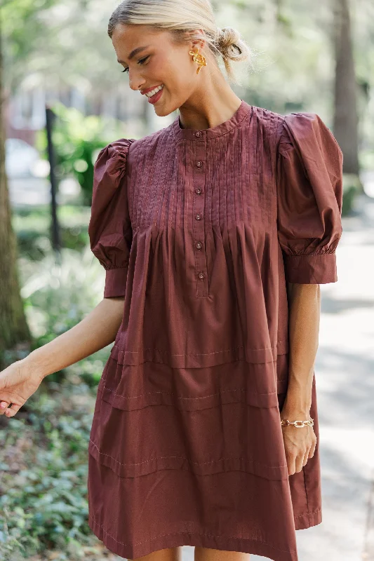 Price Drop Mark Your Calendars Espresso Brown Babydoll Dress