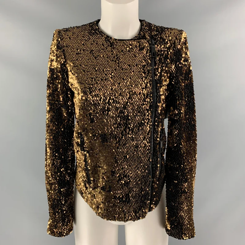 Act Fast RACHEL ZOE Size XS Copper Polyester &  Spandex Sequined Jacket (Outdoor)