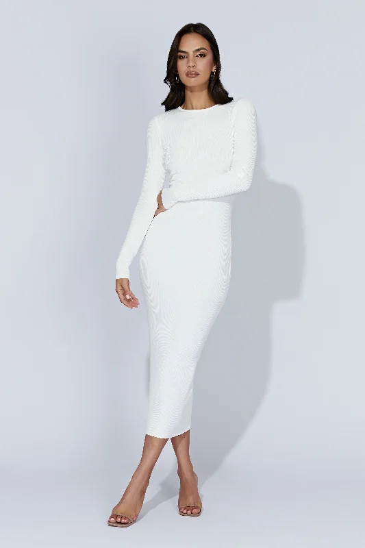 Unbeatable Prices Rowen Long Sleeve Midi Dress - White
