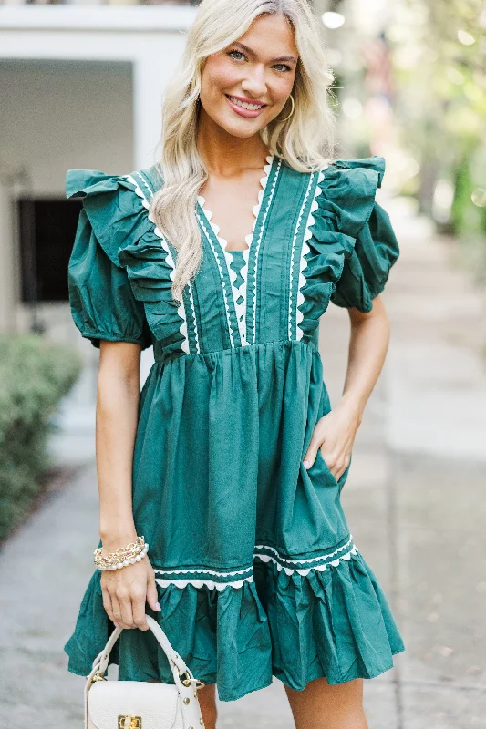 Weekend Flash Sale All To Give Forest Green Scalloped Dress