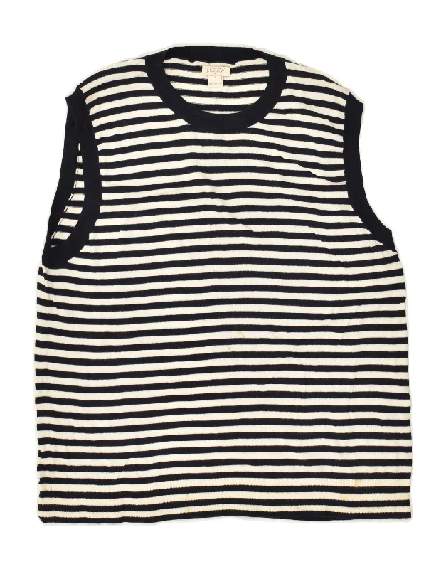 Anniversary Sale J. CREW Womens Vest Tank Top UK 18 XL Navy Blue Striped Cotton