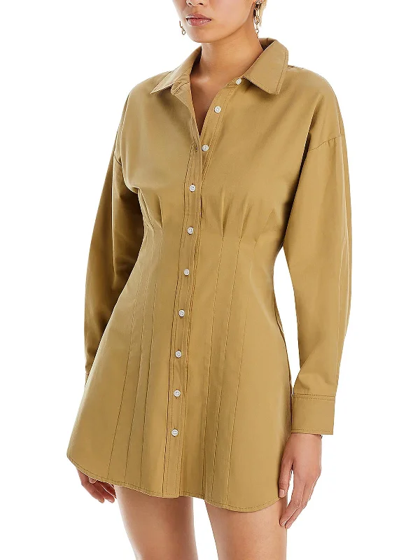 Time-Limited Offer Womens Cotton Button Down Shirtdress