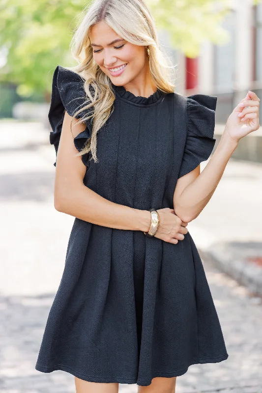 Deep Discounts Just In A Dream Black Textured Dress
