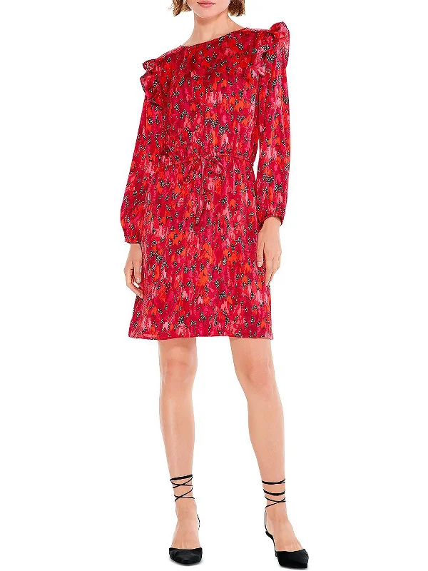 Price Rollback Mix And Mingle Womens Printed Ruffled Shift Dress