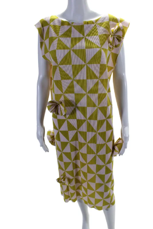 Sale Event Bitte Kai Rand Womens Pleated Geometric Print Motif Shift Dress Green