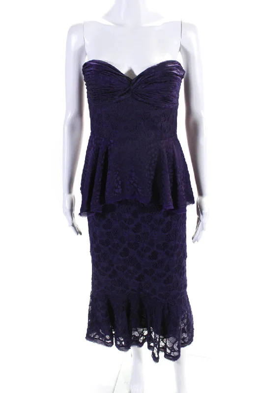 Year-End Sale flor et.al Womens Strapless Lace Ashley Dress Purple
