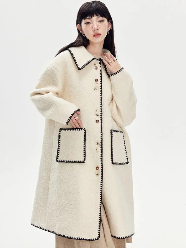 Final Clearance Embroidered Wool Lapel Coat