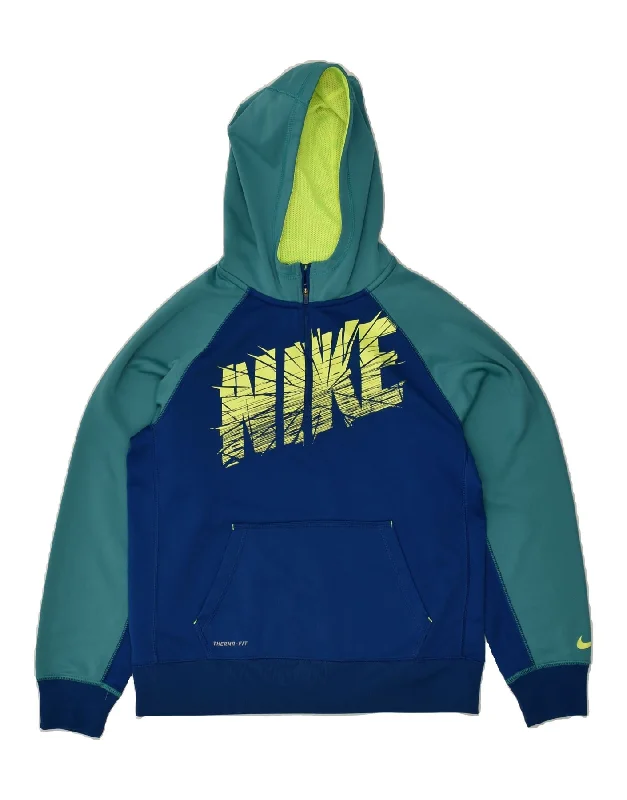 Overstock NIKE Womens Therma-Fit Graphic Hoodie Jumper UK 18 XL Blue Colourblock