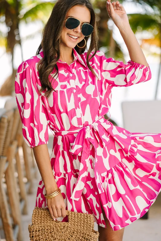Big Discounts It's All Good Magenta Pink Abstract Dress