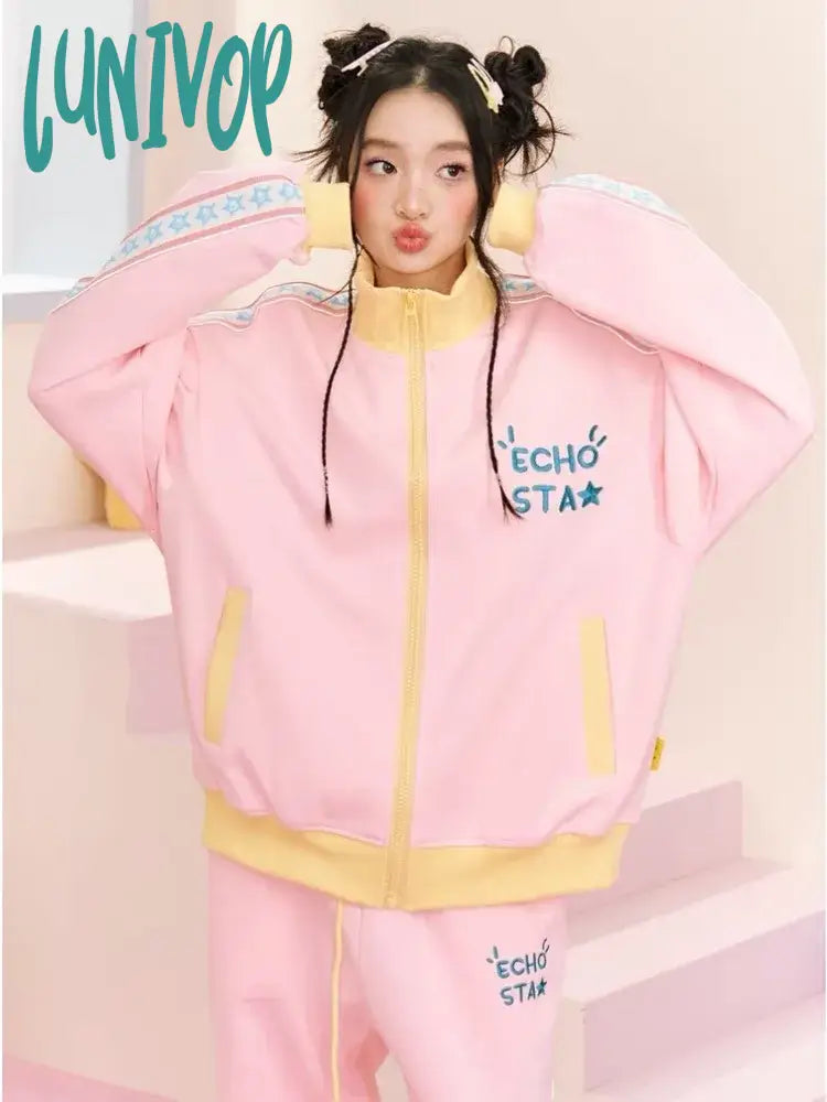 Loyalty Reward Lunivop Y2k Star Zip Up Sweatshirts Women Korean Style Kpop Pink Hoodies Sweet Kawaii Aesthetic Casual Long Sleeve Tops Autumn