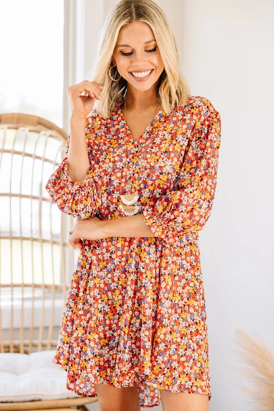Online Only Dance For Hours Red Ditsy Floral Dress