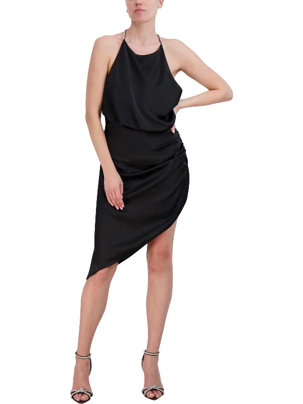Buy Now Womens Rhinestone Halter Neck Midi Dress