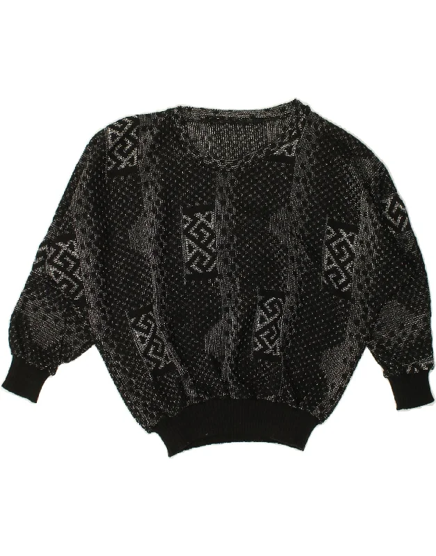 Exclusive Access VINTAGE Womens Abstract Pattern Crew Neck Jumper Sweater UK 18 XL Black