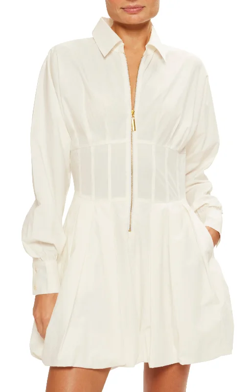 Sneak Peek Sale Ramy Brook - Naira Cotton Poplin Bubble Mini Dress - White