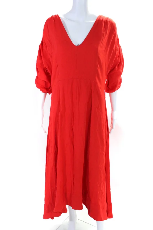 Customer Appreciation Sale Nicholas Womens Gathered Sleeve Dress Red
