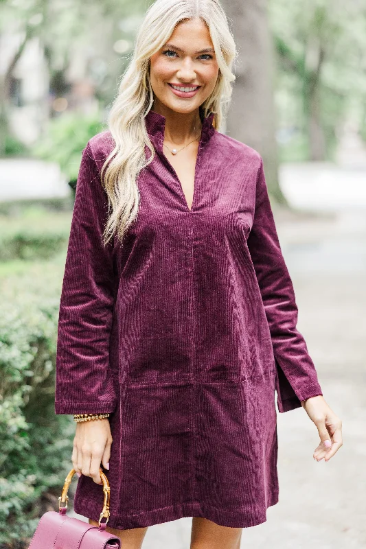 Great Bargains Make It Count Plum Purple Corduroy Dress