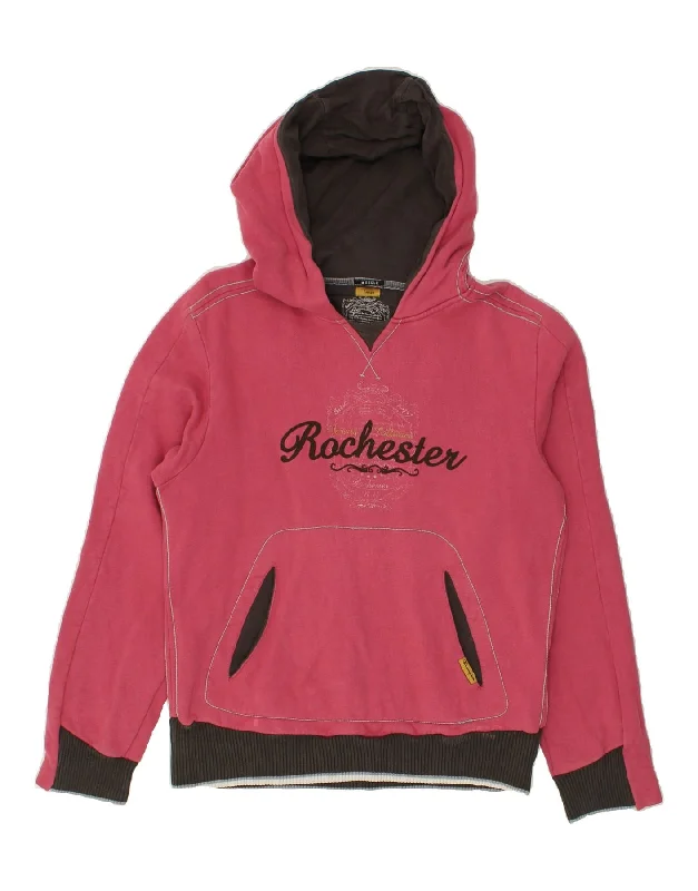 Act Fast CHAMPION Womens Rochester Graphic Hoodie Jumper UK 16 Large Pink Cotton