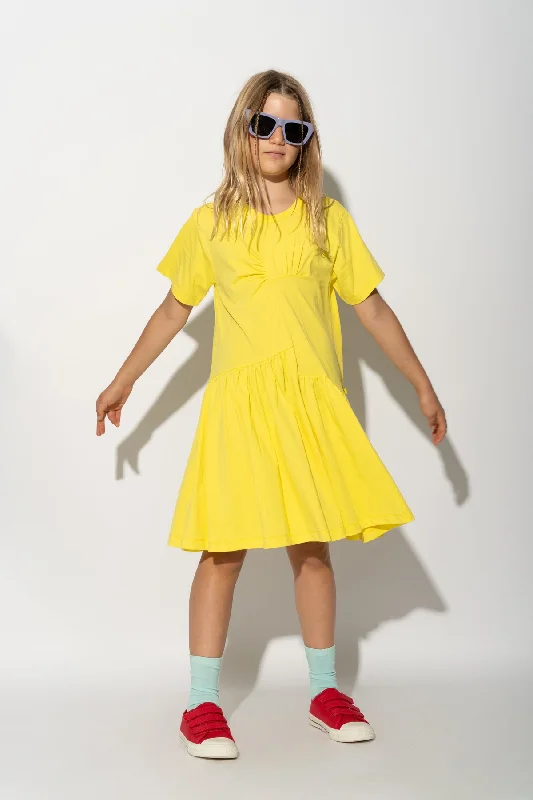Shop and Save YELLOW GATHERED DRESS