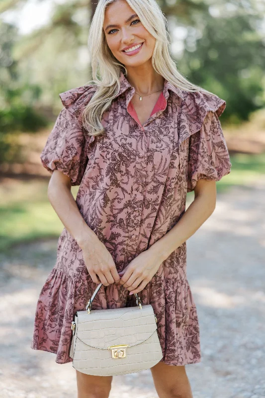 Low Prices Always The Story Mauve Floral Dress