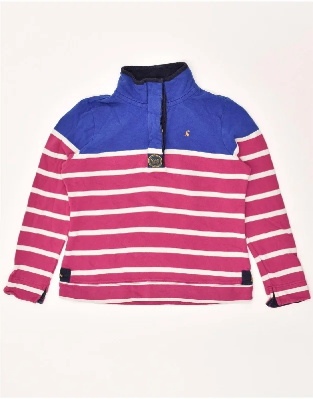Fantastic Offers JOULES Womens Button Neck Sweatshirt Jumper UK 12 Medium Pink Striped