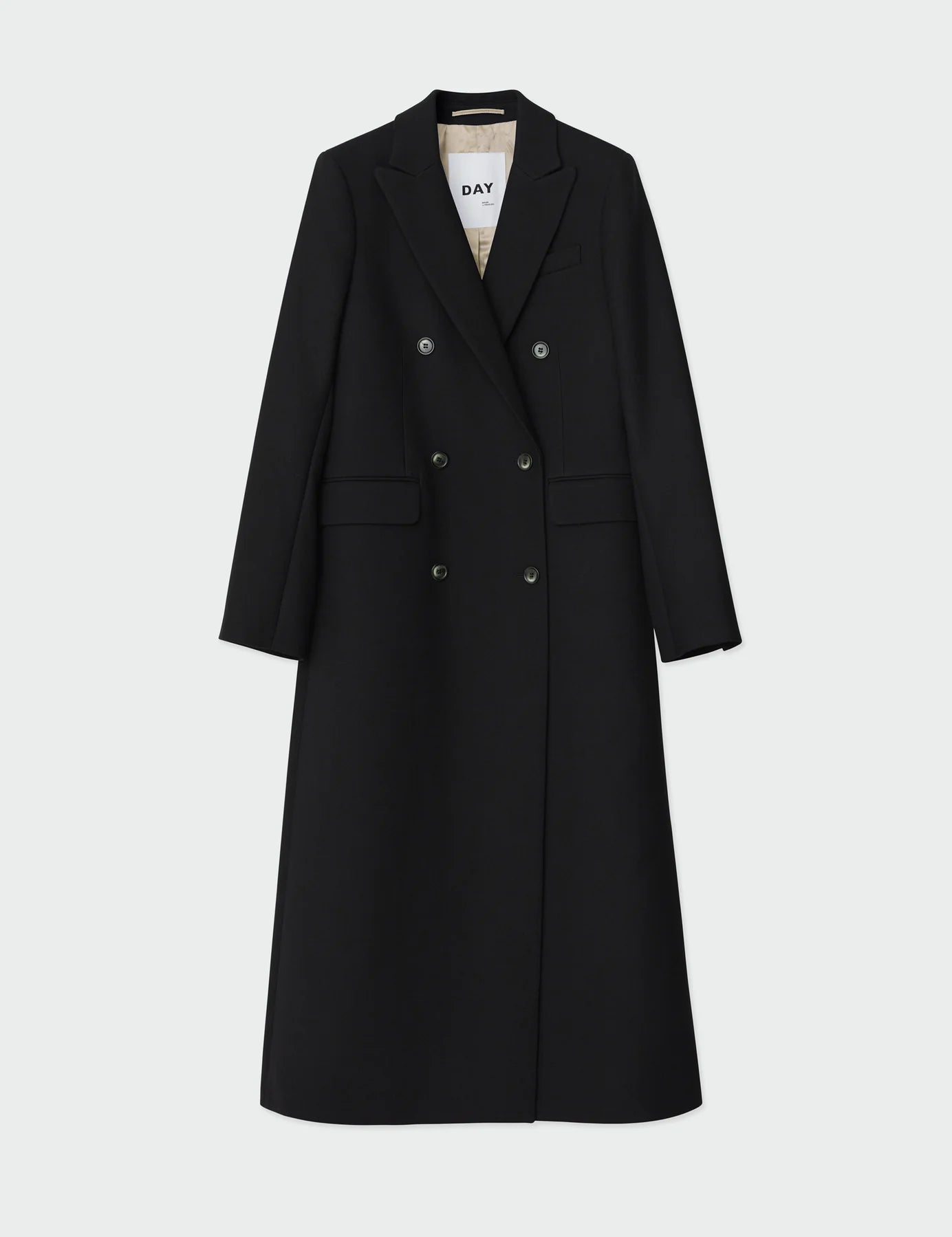 Sneak Peek Sale Ebba Black Double Breasted Twill Coat