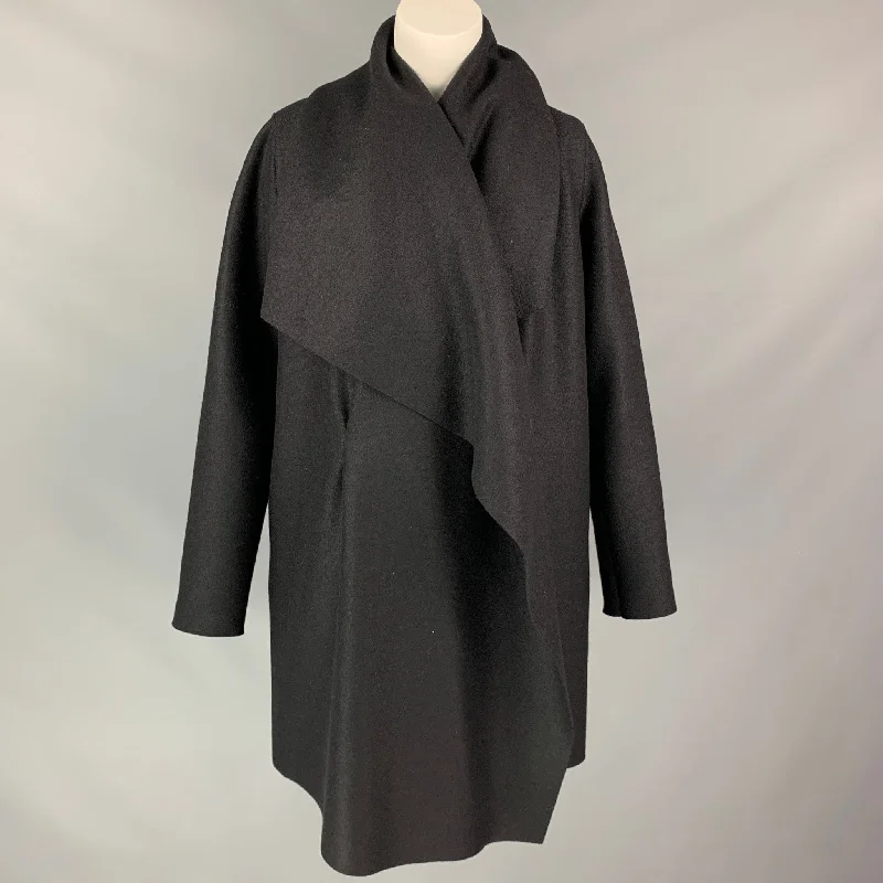 Bargain Bin HARRIS WHARF LONDON Size M Black Wool Open Front Coat