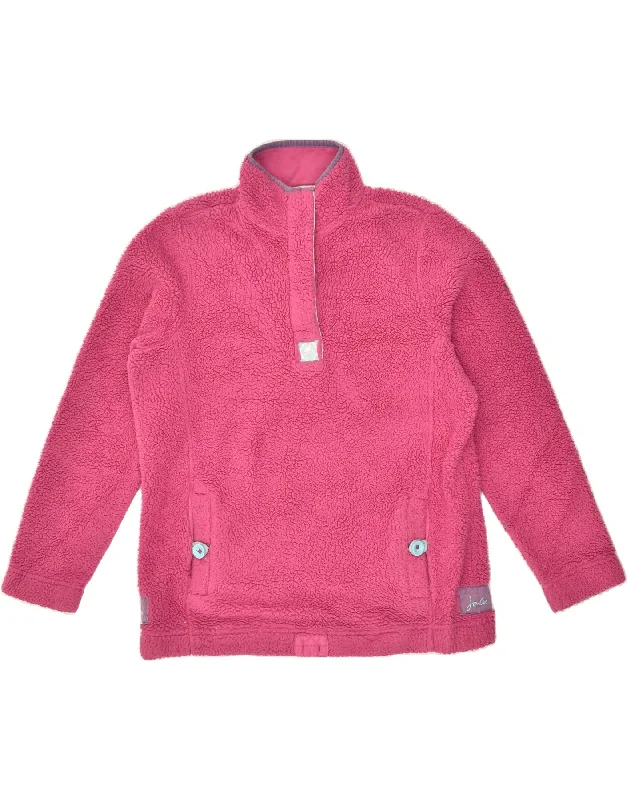 Reduced Prices JOULES Womens Button Neck Fleece Jumper UK 12 Medium Pink Polyester