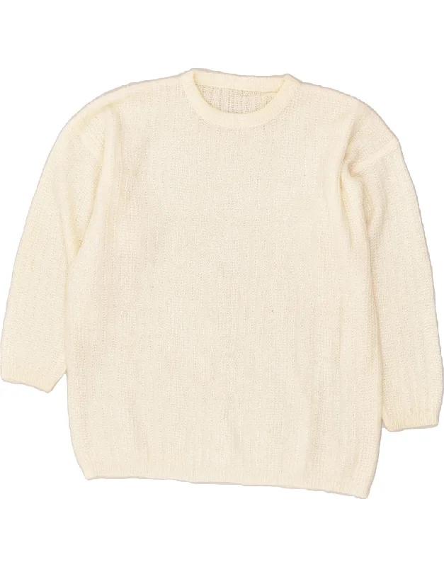 Epic Deals VINTAGE Womens Crew Neck Jumper Sweater UK 20 2XL Off White