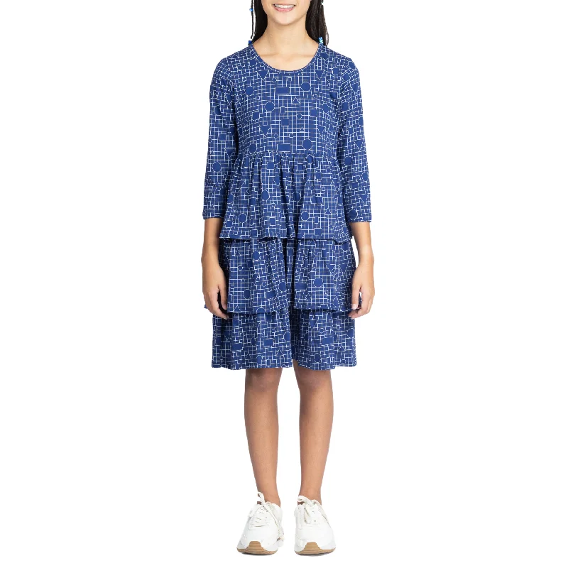 Act Now Geometric Shapes Kids Layered Dress