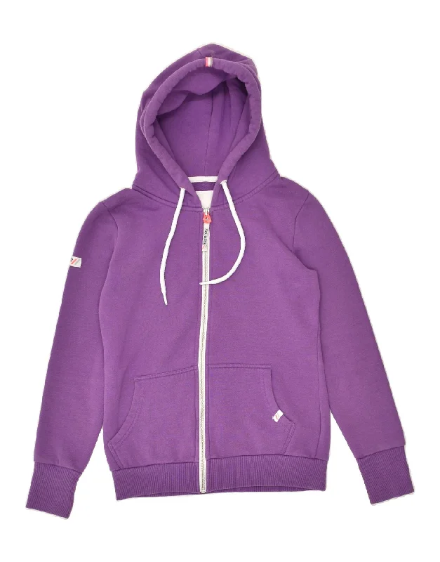 Deal Alert SUPERDRY Womens Zip Hoodie Sweater UK 10 Small  Purple Cotton