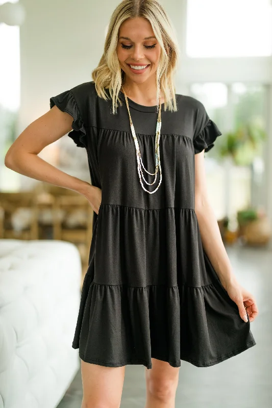 Time-Limited Offer Living For Love Black Tiered Dress